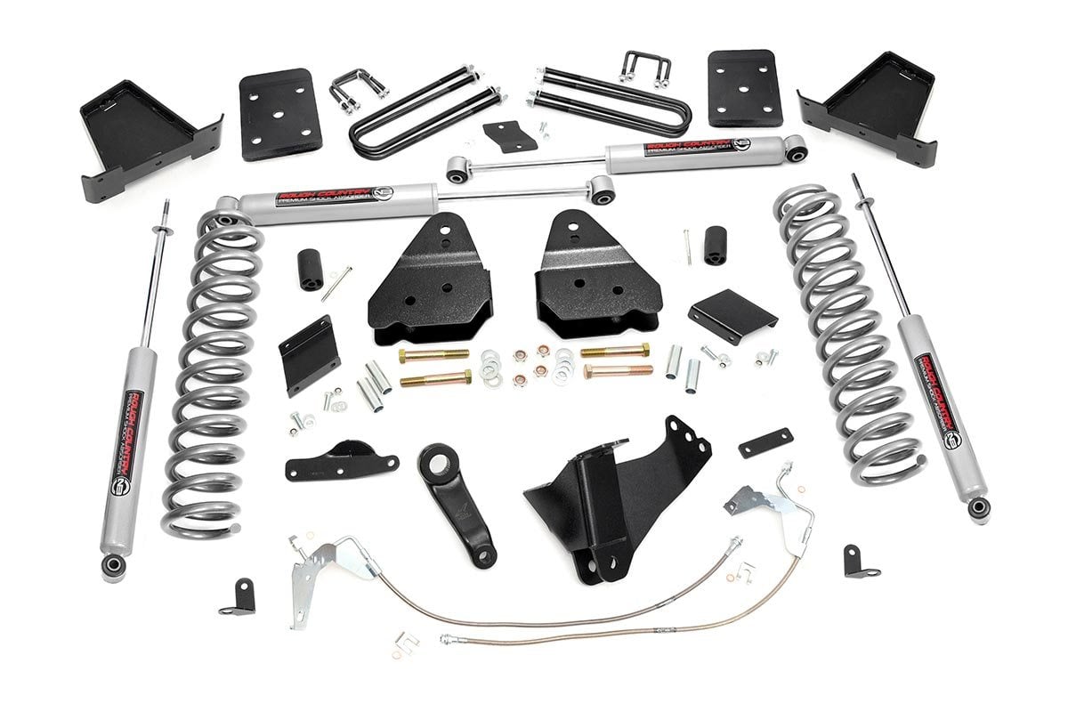 Ford F-250 Super Duty Suspension Lift Kit - Rough Country - 6 Inch, Gas, OVLD, Nitrogen-Charged N2.0 Shock Absorbers - '11-'14